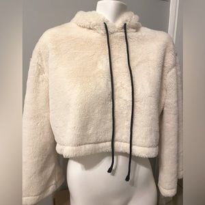NEW THE KRIPT CLOUD CROPPED FAUX FUR HOODIE